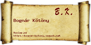 Bognár Kötöny névjegykártya